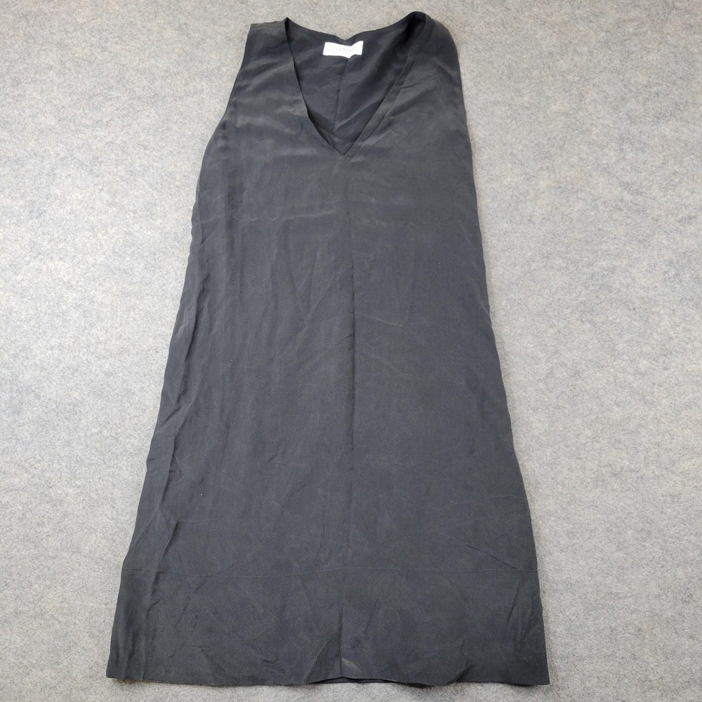 Everlane Dress‎ Womens 0 Black 100% Silk Sleeveless V Neck Shift Knee Length